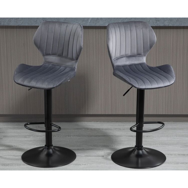 Set scaune de bar Homcom 835-466GY 47x51x113 cm (Grey/Black)