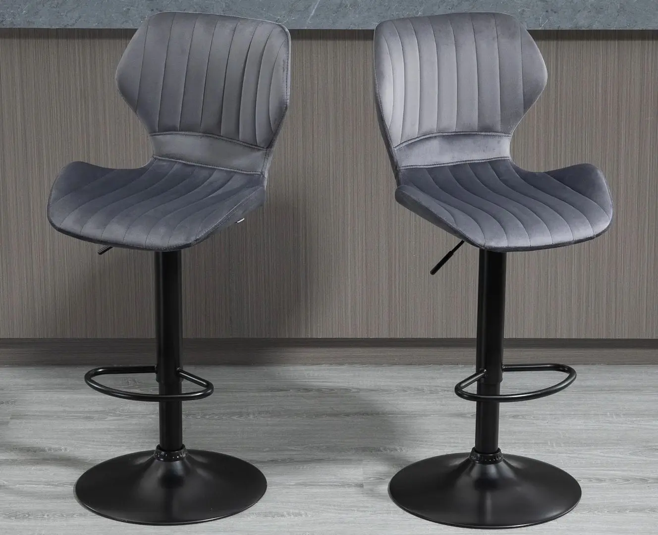 Set scaune de bar Homcom 835-466GY 47x51x113 cm (Grey/Black)