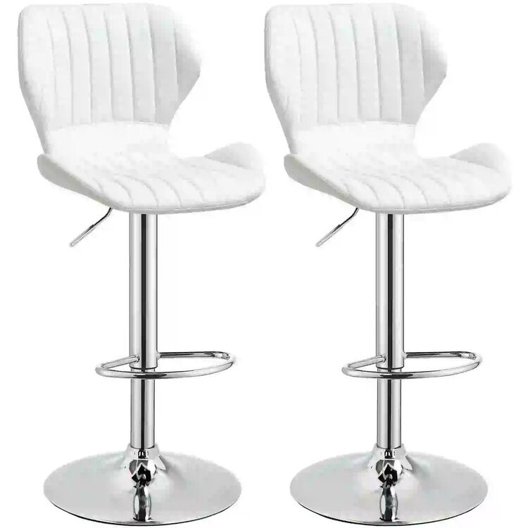 Set scaune de bar Homcom 835-466V01 47x51x113 cm (White/Silver)
