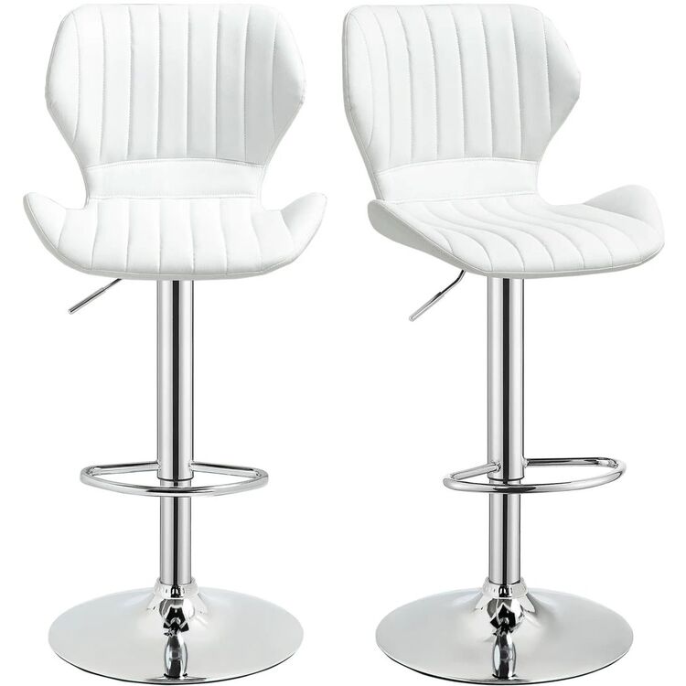 Set scaune de bar Homcom 835-466V01 47x51x113 cm (White/Silver)