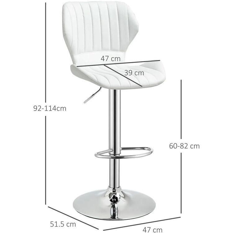 Set scaune de bar Homcom 835-466V01 47x51x113 cm (White/Silver)
