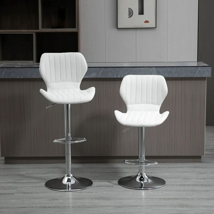 Set scaune de bar Homcom 835-466V01 47x51x113 cm (White/Silver)