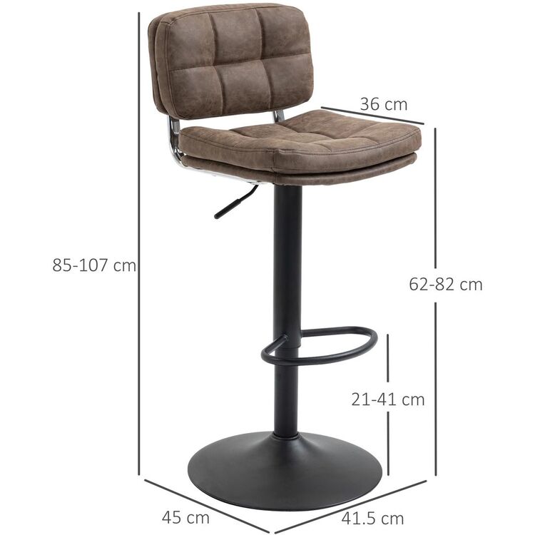 Set scaune de bar Homcom 835-499BK 41x45x107 cm (Brown/Black)
