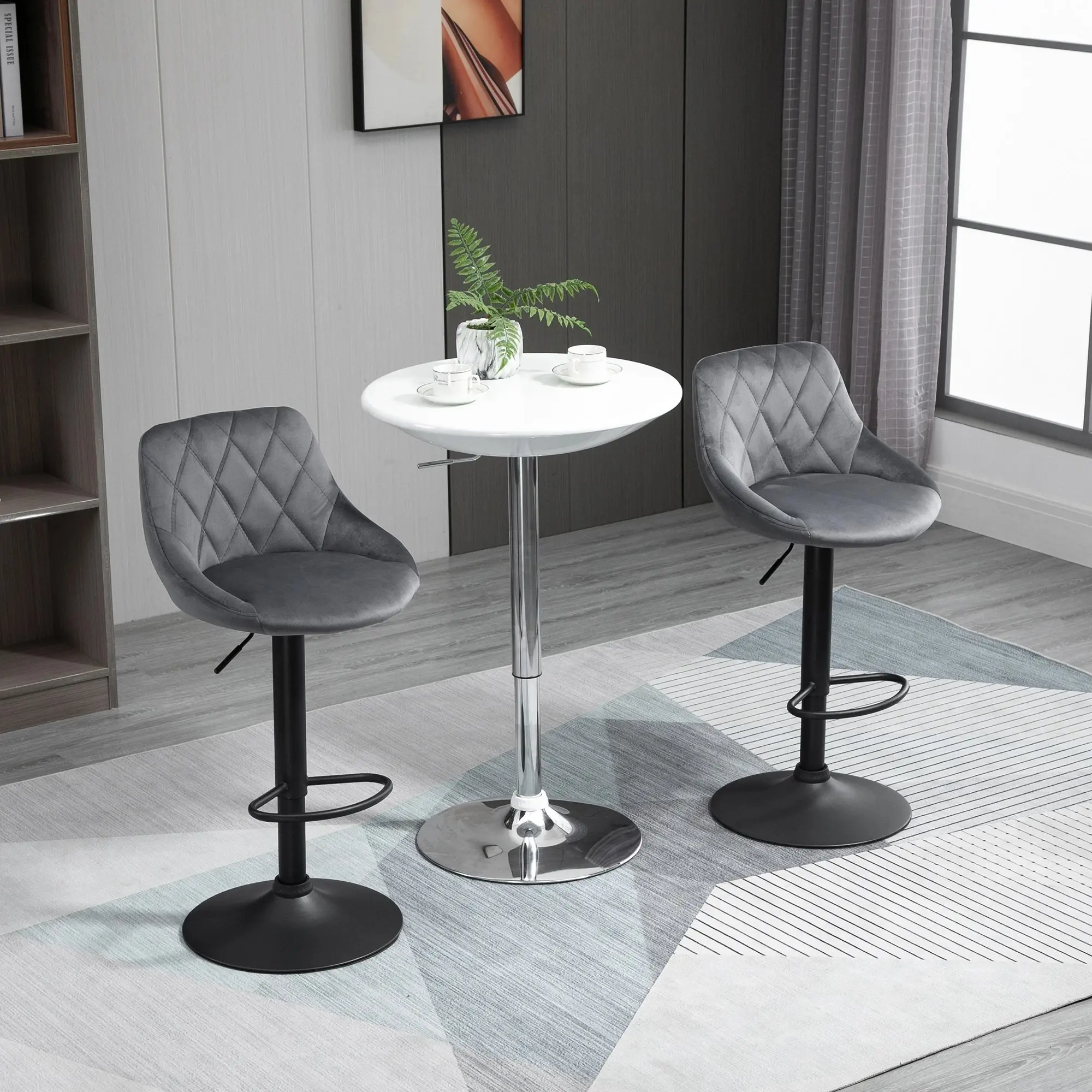 Set scaune de bar Homcom 835-502V02CG (Dark Grey/Black) - 3