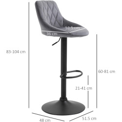 Set scaune de bar Homcom 835-502V02CG (Dark Grey/Black) Thumb