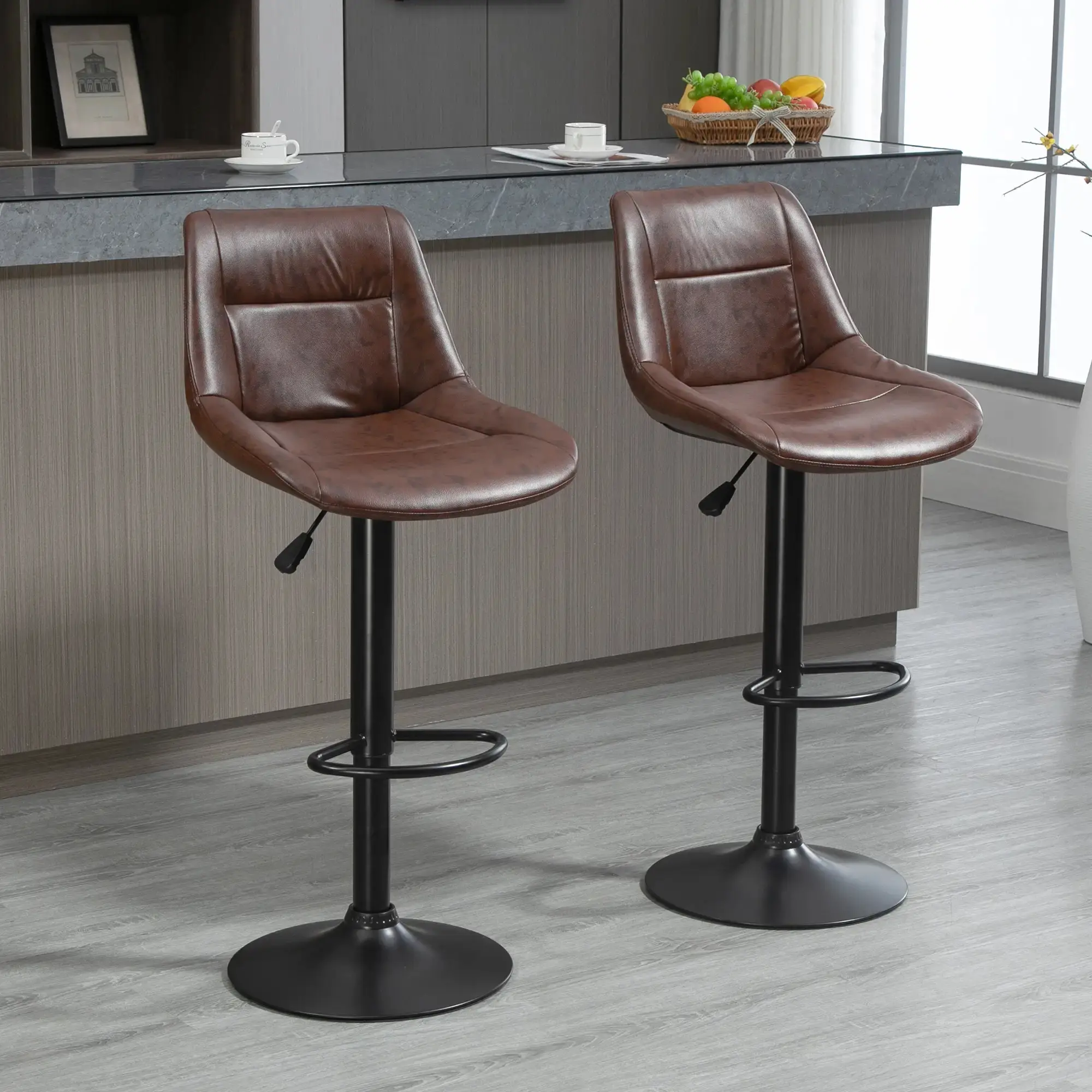 Set scaune de bar Homcom 835-585 (Brown/Black) - 3