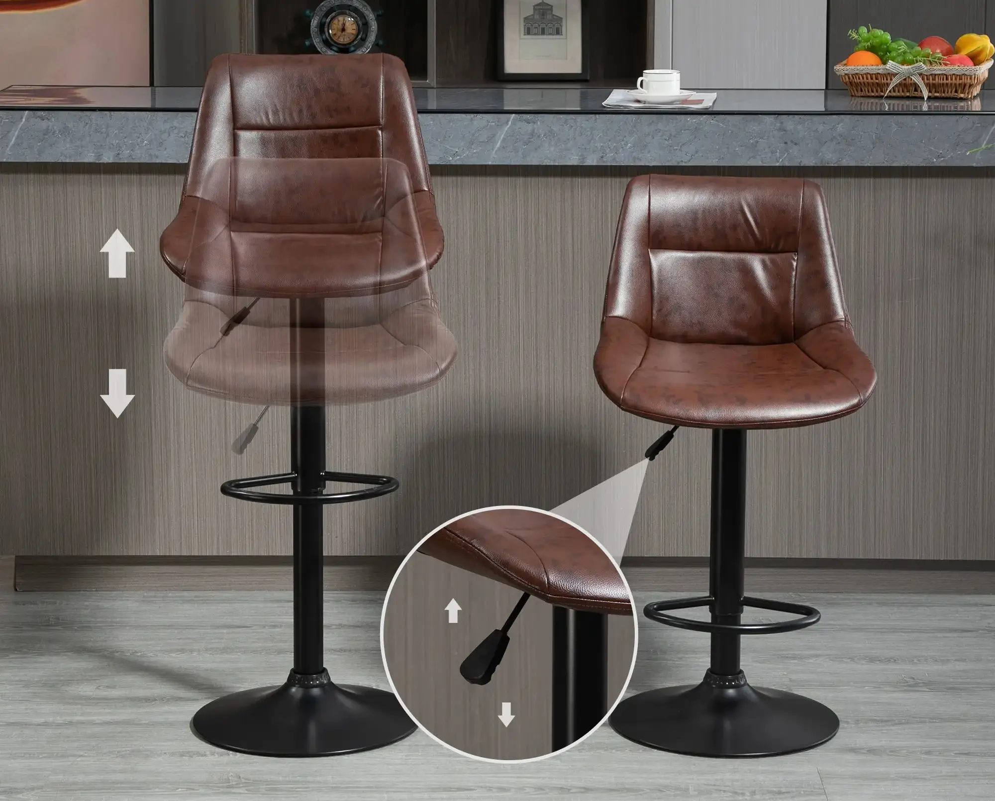 Set scaune de bar Homcom 835-585 (Brown/Black) - 4