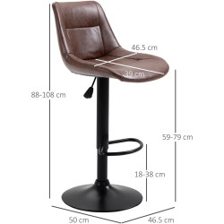 Set scaune de bar Homcom 835-585 (Brown/Black) Thumb