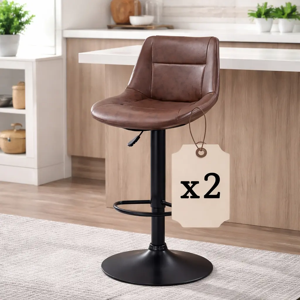 Set scaune de bar Homcom 835-585 (Brown/Black)