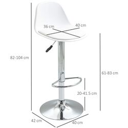 Набор барных стульев Homcom 835-597WT 40x42x104 cm (White/Silver) Thumb