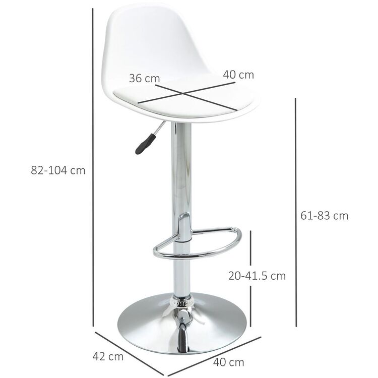 Набор барных стульев Homcom 835-597WT 40x42x104 cm (White/Silver)
