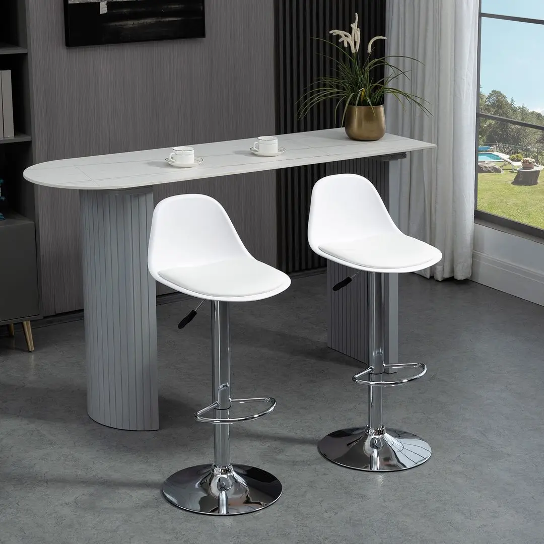 Set scaune de bar Homcom 835-597WT 40x42x104 cm (White/Silver)