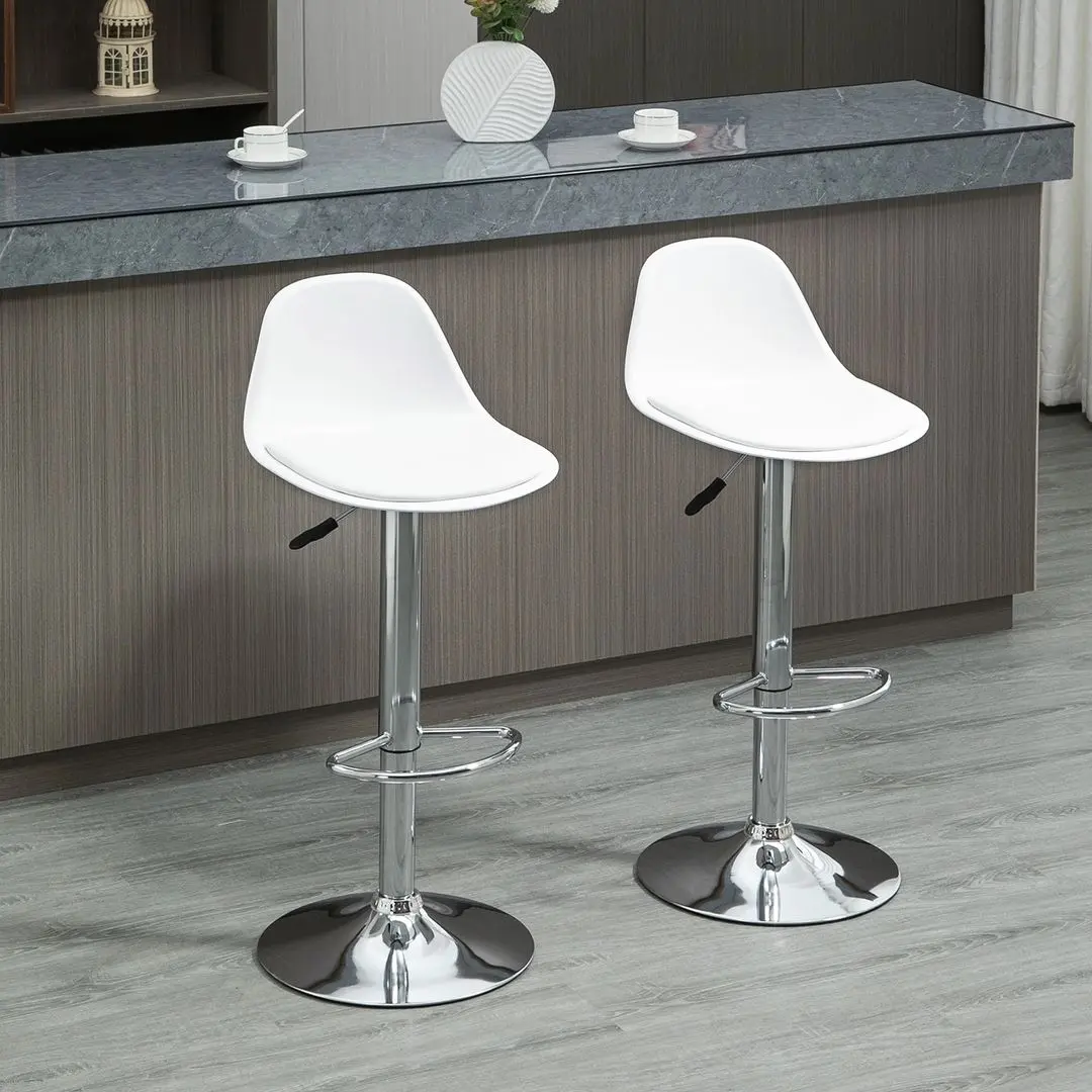 Set scaune de bar Homcom 835-597WT 40x42x104 cm (White/Silver)