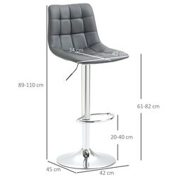 Набор барных стульев Homcom 835-743V00GY 42x45x89 (Grey/Silver) Thumb