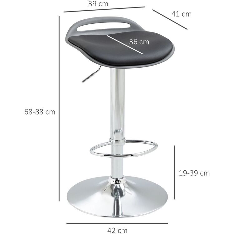 Набор барных стульев Homcom 835-804V00CG 39x41x88 cm (Black/Silver)