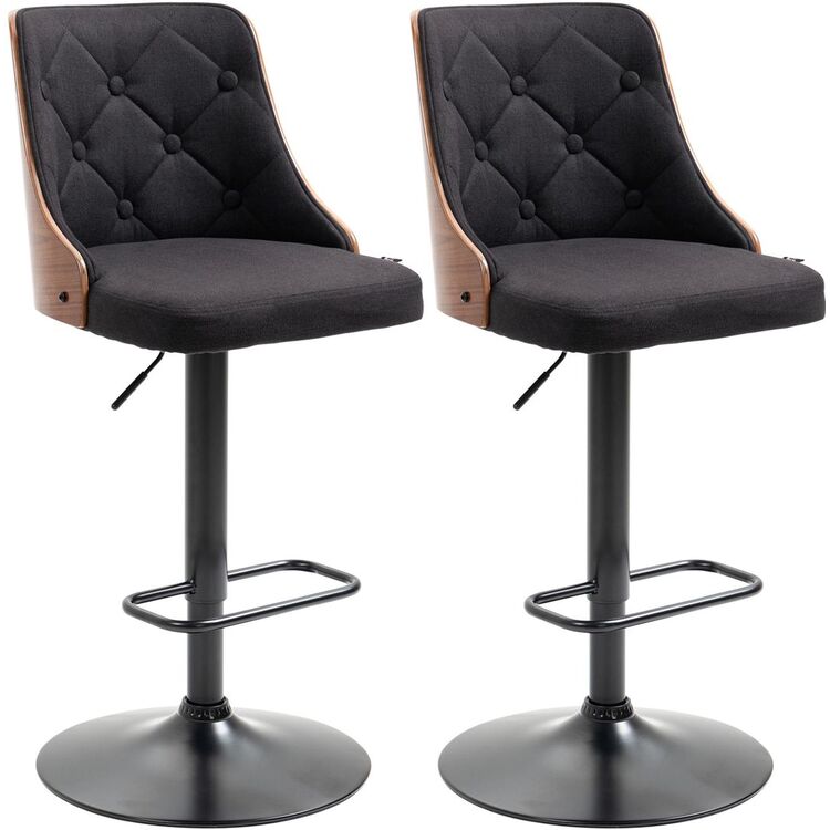 Набор барных стульев Homcom 835-823V00BK 47x50x116 cm (Black/Walnut)