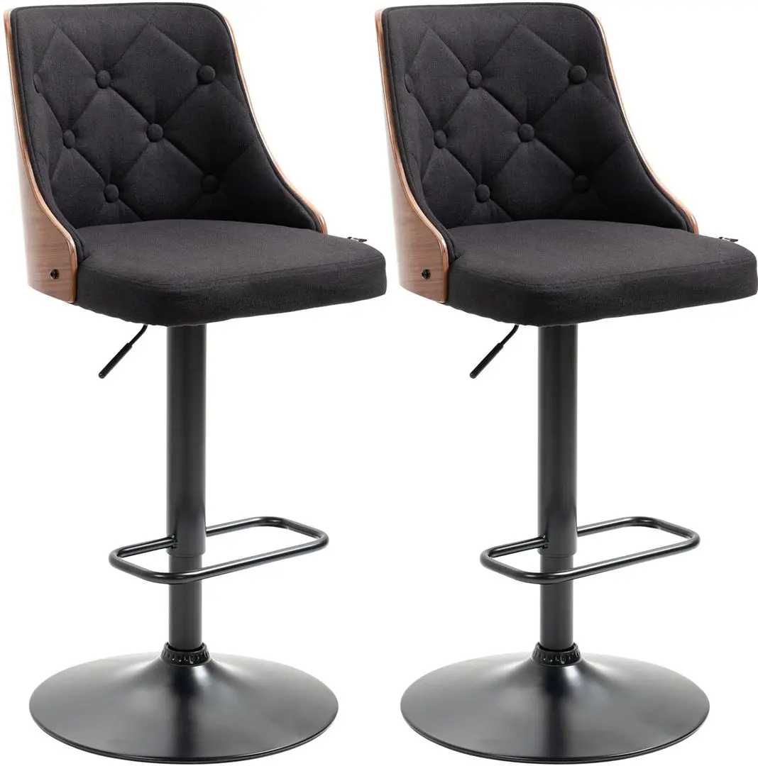 Set scaune de bar Homcom 835-823V00BK 47x50x116cm (Black/Walnut)