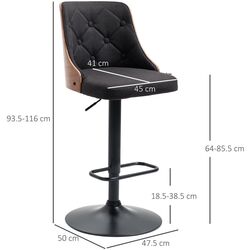Набор барных стульев Homcom 835-823V00BK 47x50x116 cm (Black/Walnut) Thumb