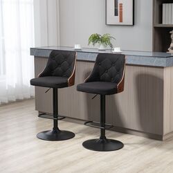 Set scaune de bar Homcom 835-823V00BK 47x50x116 cm (Black/Walnut)