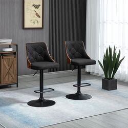 Набор барных стульев Homcom 835-823V00BK 47x50x116 cm (Black/Walnut) Thumb
