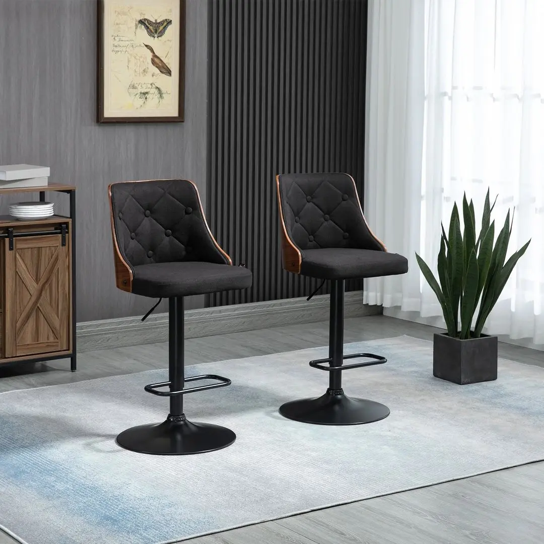 Set scaune de bar Homcom 835-823V00BK 47x50x116cm (Black/Walnut)