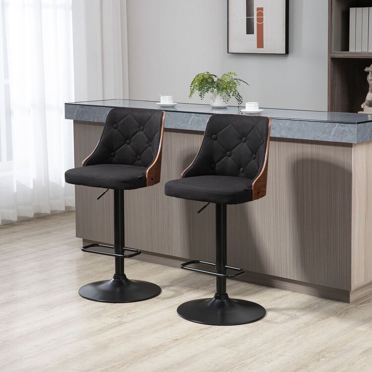 Набор барных стульев Homcom 835-823V00BK 47x50x116 cm (Black/Walnut)