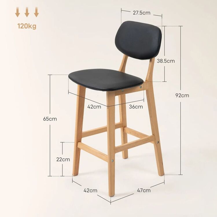Set scaun de bar Homcom 83A-124V81BK 42x47x92 cm (Black/Oak)