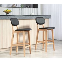 Set scaun de bar Homcom 83A-124V81BK 42x47x92 cm (Black/Oak) Thumb