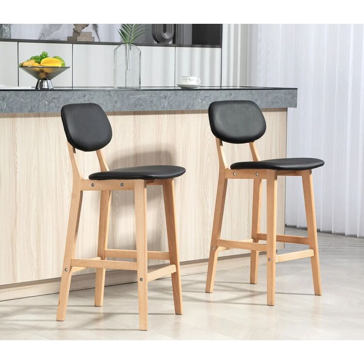 Set scaun de bar Homcom 83A-124V81BK 42x47x92 cm (Black/Oak)