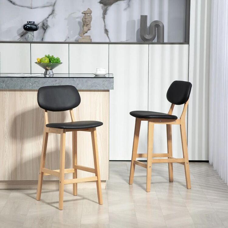 Set scaun de bar Homcom 83A-124V81BK 42x47x92 cm (Black/Oak)