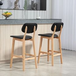 Set scaun de bar Homcom 83A-124V81BK 42x47x92 cm (Black/Oak) Thumb