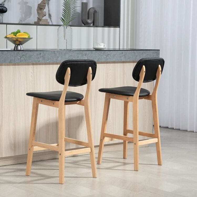 Set scaun de bar Homcom 83A-124V81BK 42x47x92 cm (Black/Oak)