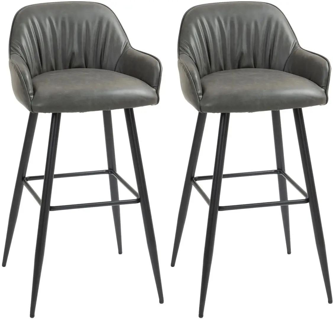 Set scaune de bar Homcom 83A-184V00CG 52x53x99 cm (Carbon Grey/Black)