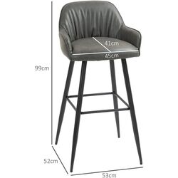 Набор барных стульев Homcom 83A-184V00CG 52x53x99 cm (Carbon Grey/Black) Thumb