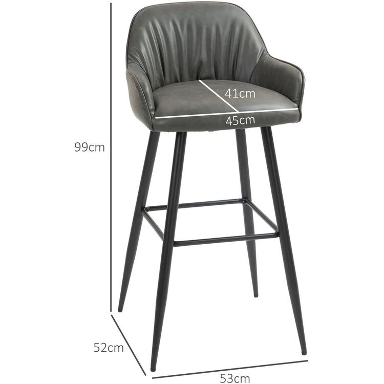 Набор барных стульев Homcom 83A-184V00CG 52x53x99 cm (Carbon Grey/Black)