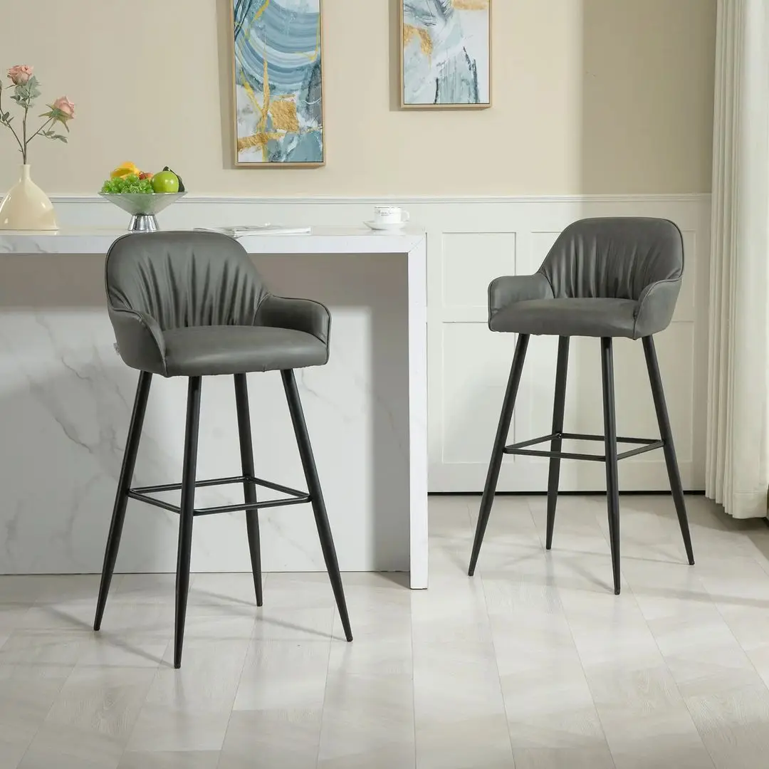 Set scaune de bar Homcom 83A-184V00CG 52x53x99 cm (Carbon Grey/Black)