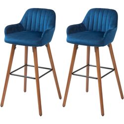 Набор барных стульев Homcom 83A-185V00DB 48x51x98 cm (Dark Blue/Brown) Thumb