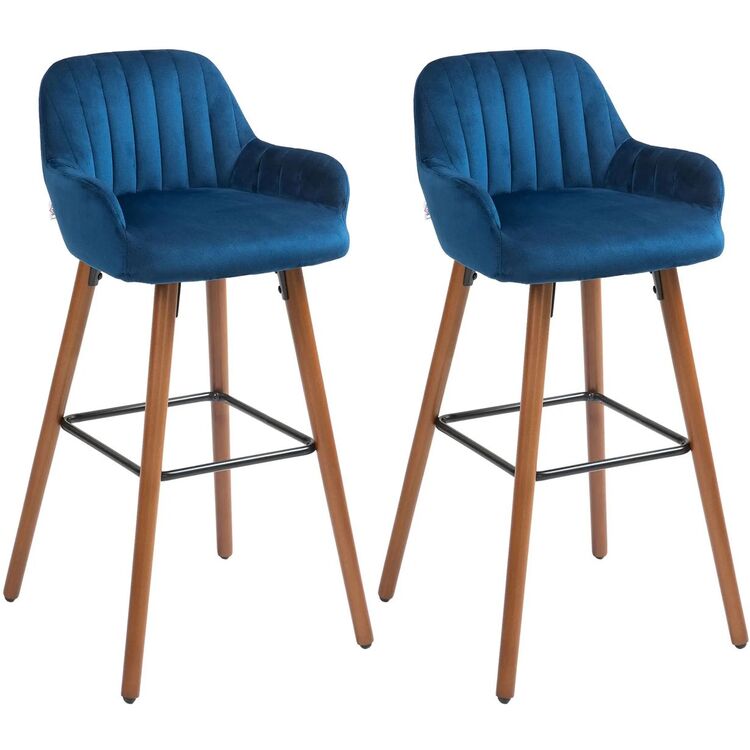 Набор барных стульев Homcom 83A-185V00DB 48x51x98 cm (Dark Blue/Brown)
