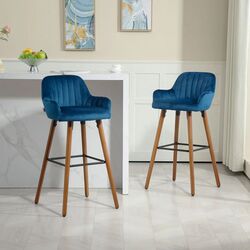 Set scaune de bar Homcom 83A-185V00DB 48x51x98 cm (Dark Blue/Brown)