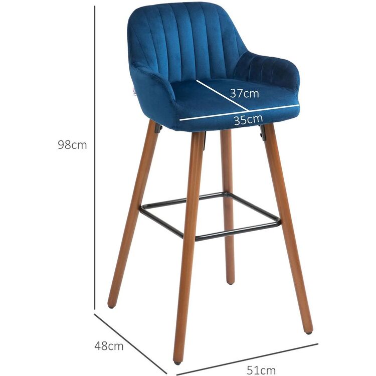 Набор барных стульев Homcom 83A-185V00DB 48x51x98 cm (Dark Blue/Brown)