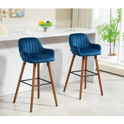 Набор барных стульев Homcom 83A-185V00DB 48x51x98 cm (Dark Blue/Brown) Thumb