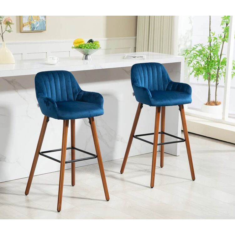 Набор барных стульев Homcom 83A-185V00DB 48x51x98 cm (Dark Blue/Brown)