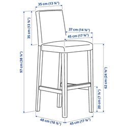 Барный стул Ikea Bergmund/Gunnared 62см (Белый/Серый) Thumb