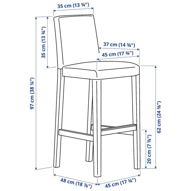 Барный стул Ikea Bergmund/Gunnared 62см (Белый/Серый)