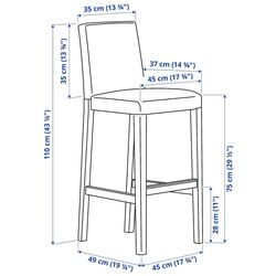 Барный стул Ikea Bergmund/Gunnared 75см (Белый/Серый) Thumb