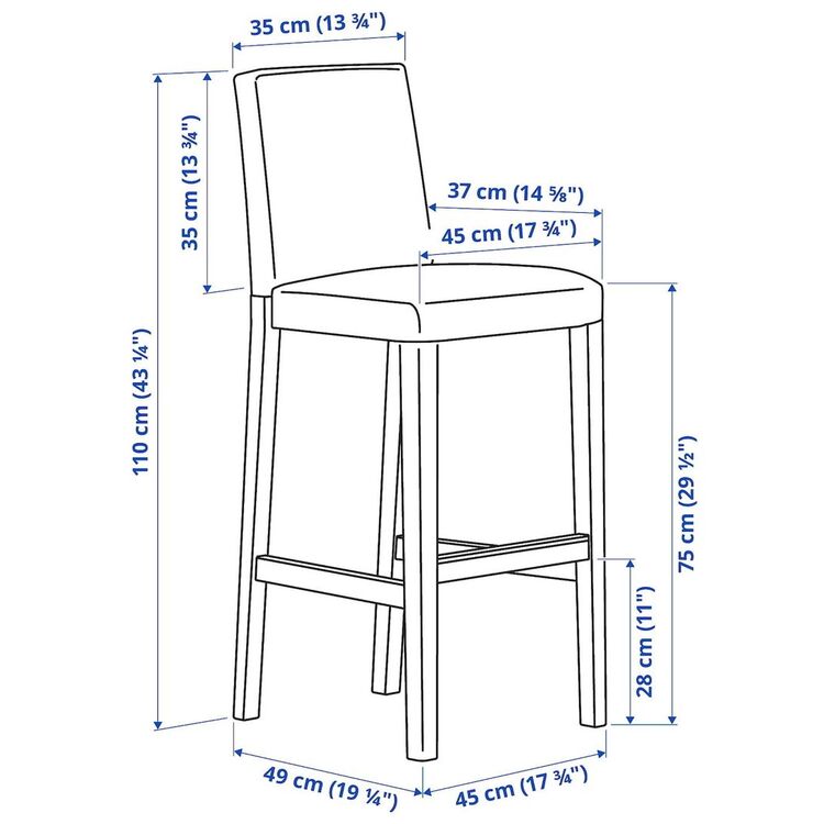 Барный стул Ikea Bergmund/Gunnared 75см (Белый/Серый)