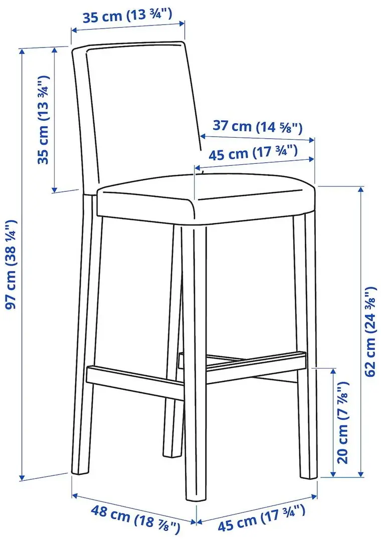 Барный стул Ikea Bergmund/Inseros 62см (Белый) - 7