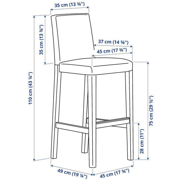 Scaun de bar Ikea Bergmund/Orrsta 75cm (Negru/Gri)