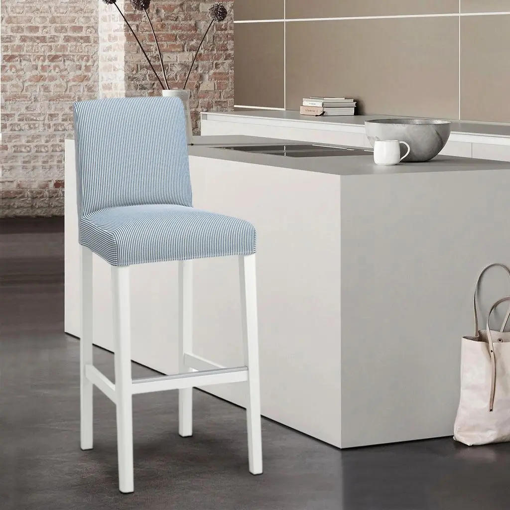 Барный стул Ikea Bergmund/Rommele 75см (Белый/Синий)