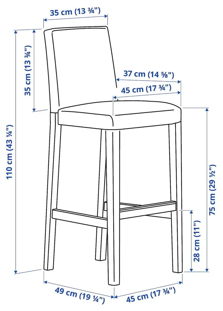 Scaun de bar Ikea Bergmund/Ryrane 75cm (Negru/Albastru Inchis) - 7